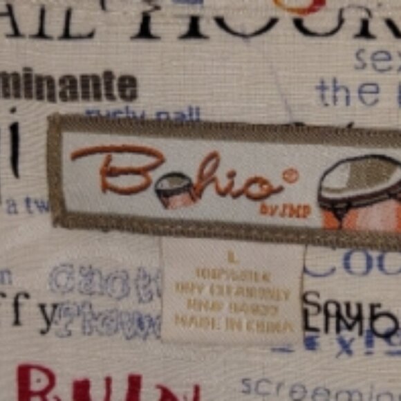 Bohio By JMP Mens Silk Short Sleeve Button Front Collared Shirt sz L pre-owned - Picture 2 of 3